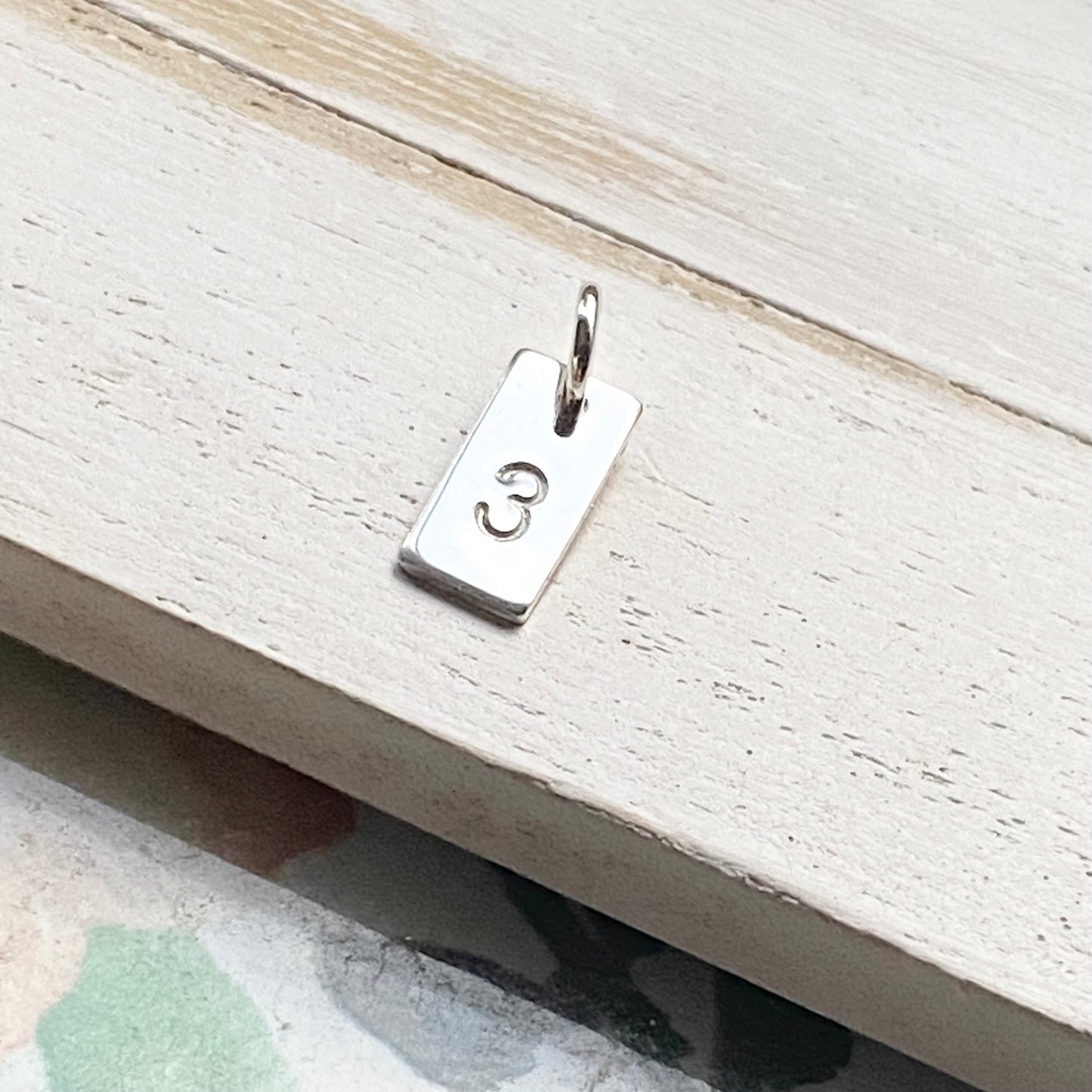 Rectangle Letter Charm Sterling Silver or Gold Filled