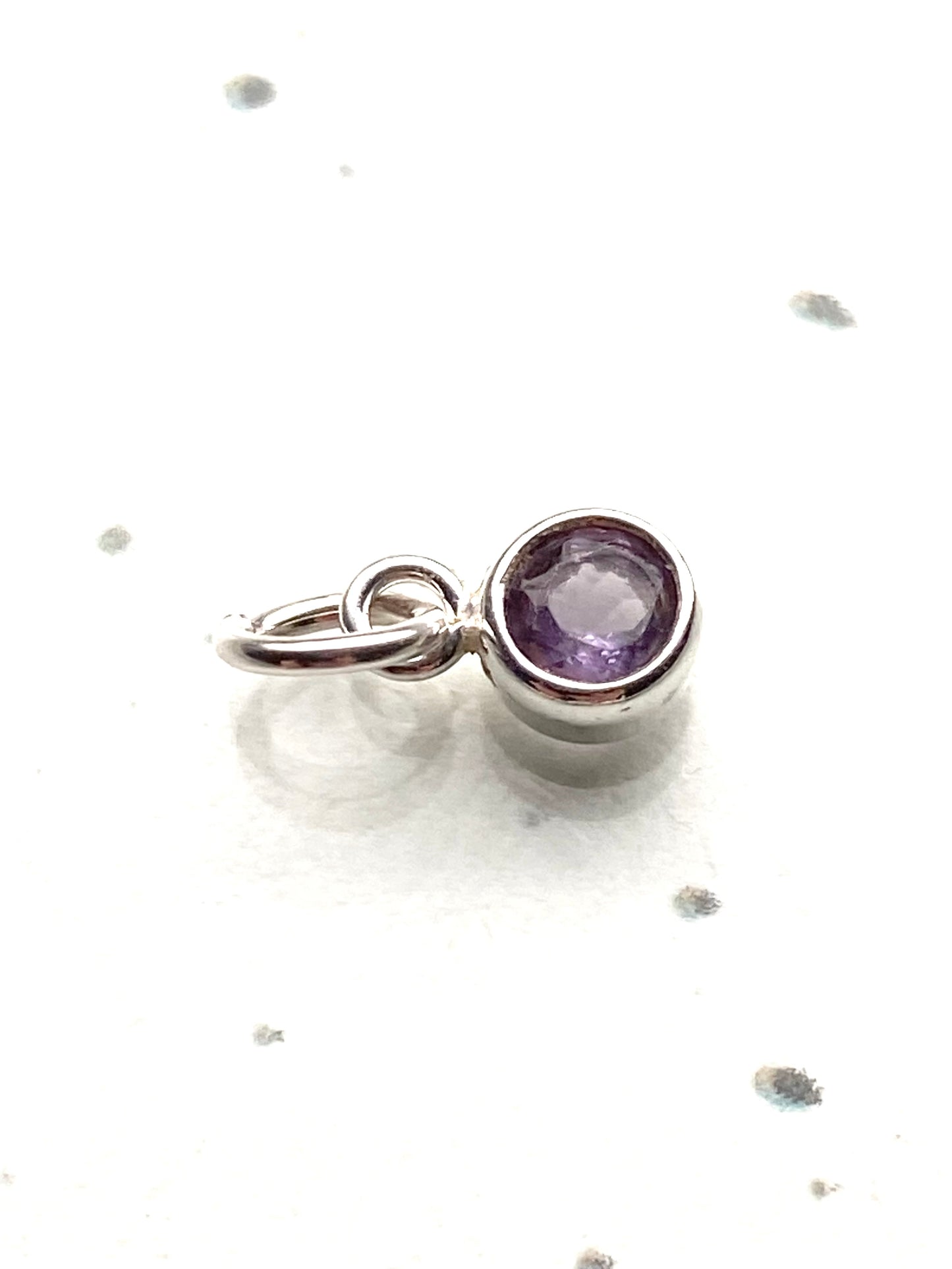 Amethyst Charm February Birthstone 4mm Gemstone Pendant with Sterling Silver Bezel