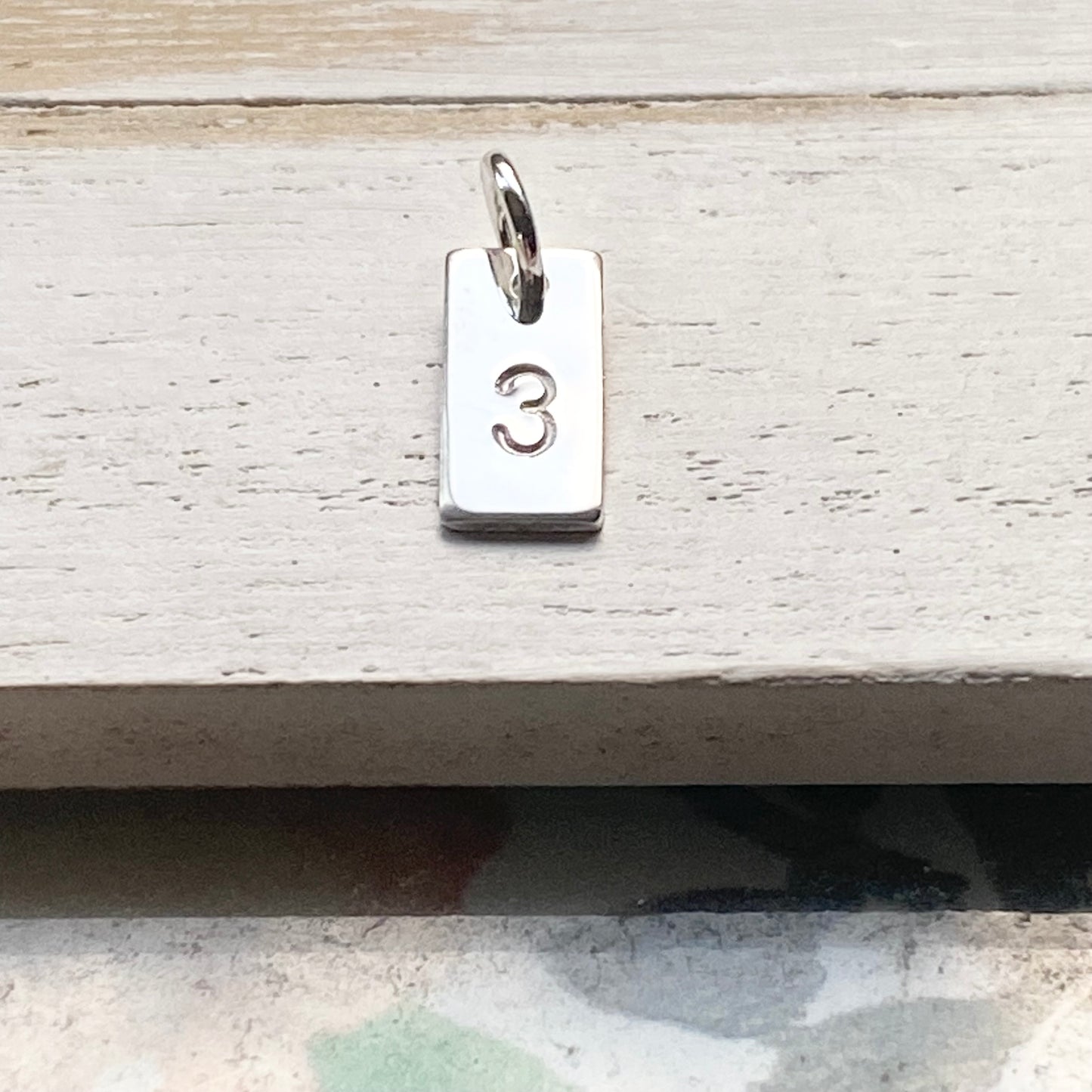 Rectangle Letter Charm Initial Tiny Sterling Silver or Gold Filled