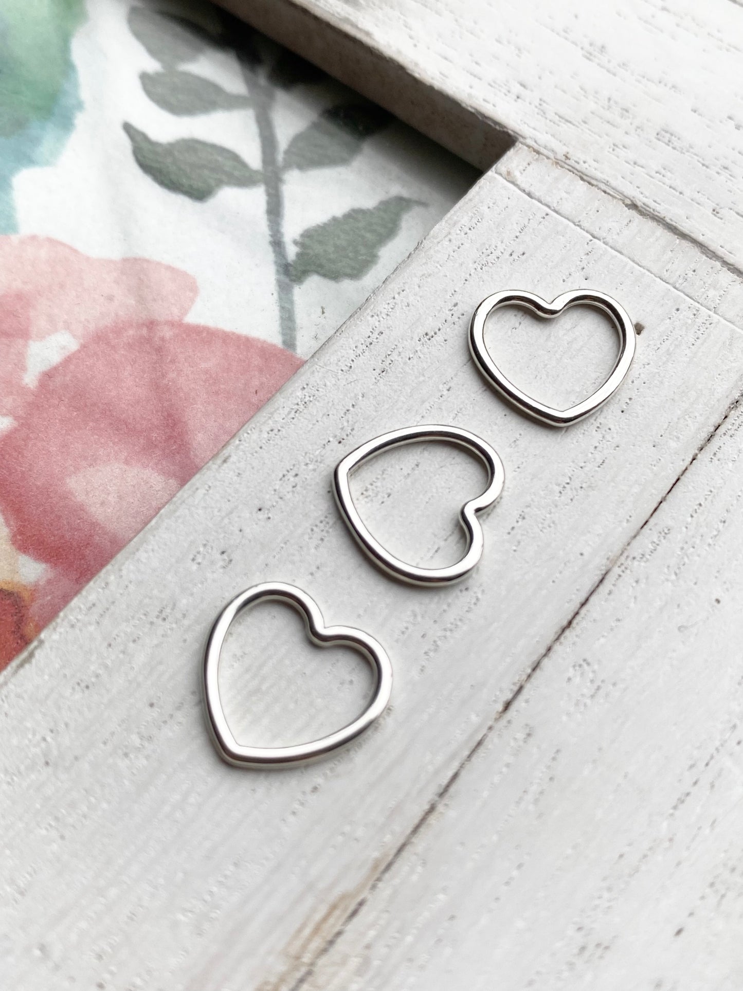 Open Heart Charm Link Small Gold Filled or Sterling Silver