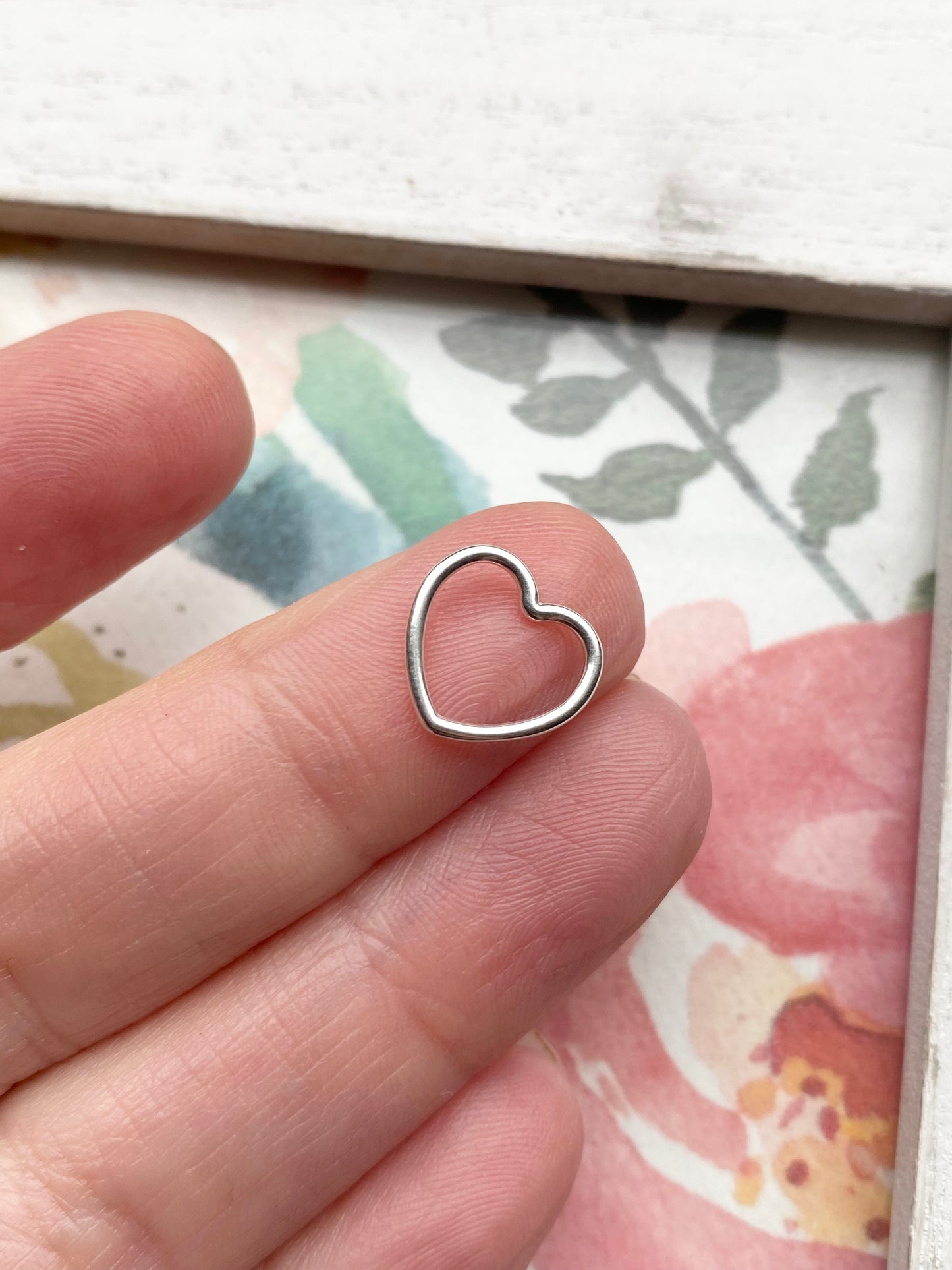 Open Heart Charm Link Small Gold Filled or Sterling Silver