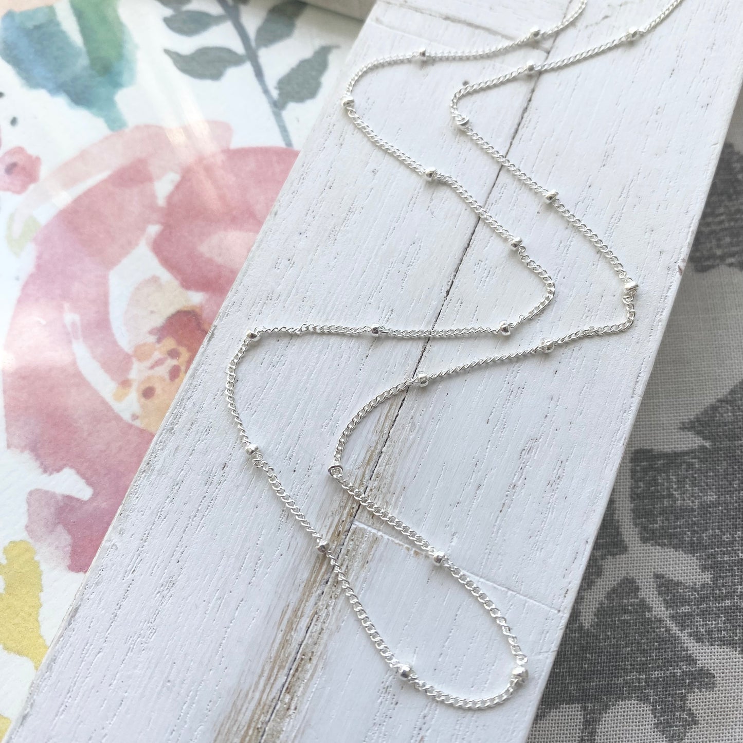 Sterling Silver Beaded Ball Necklace Chain