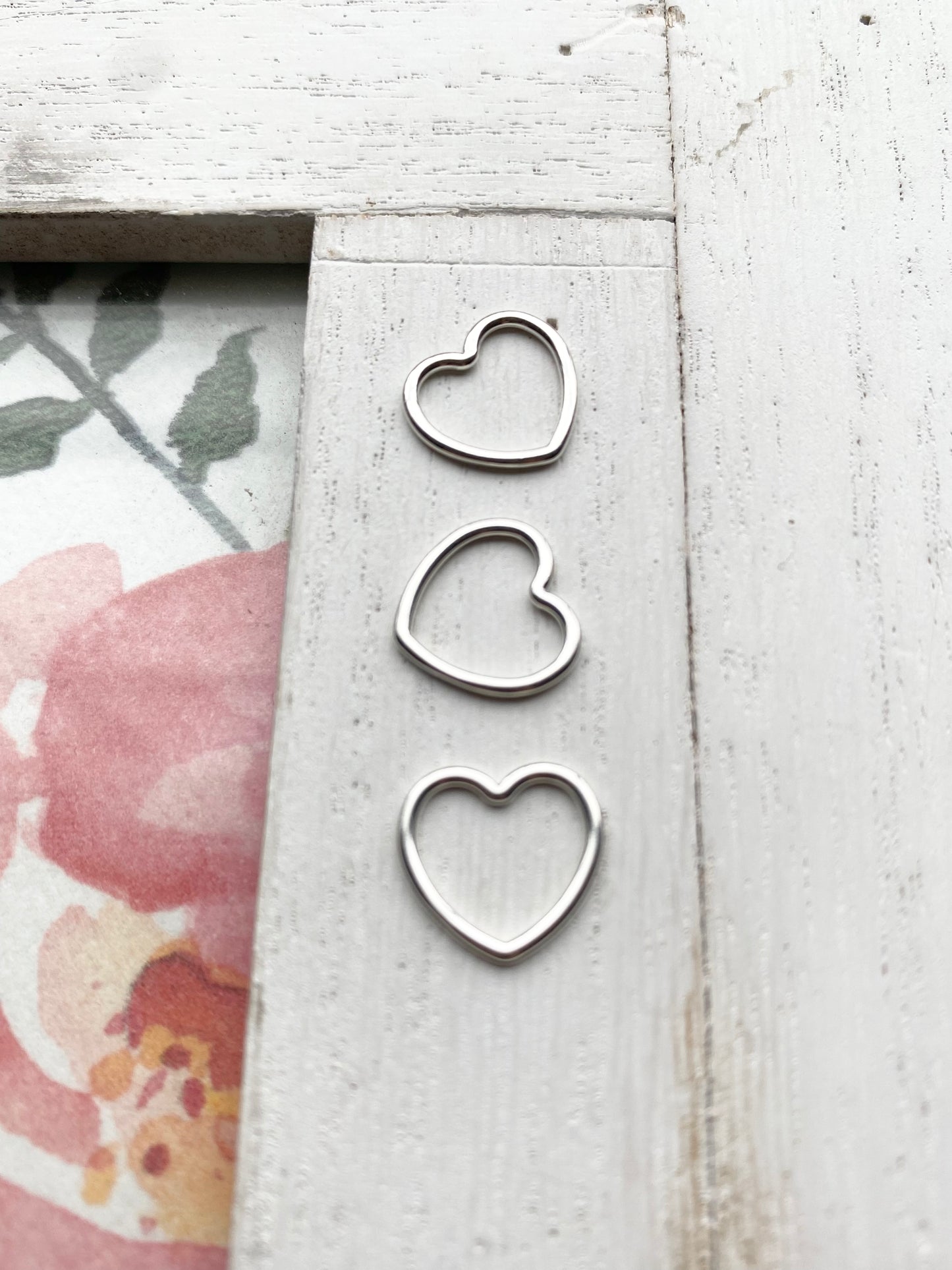 Open Heart Charm Link Small Gold Filled or Sterling Silver