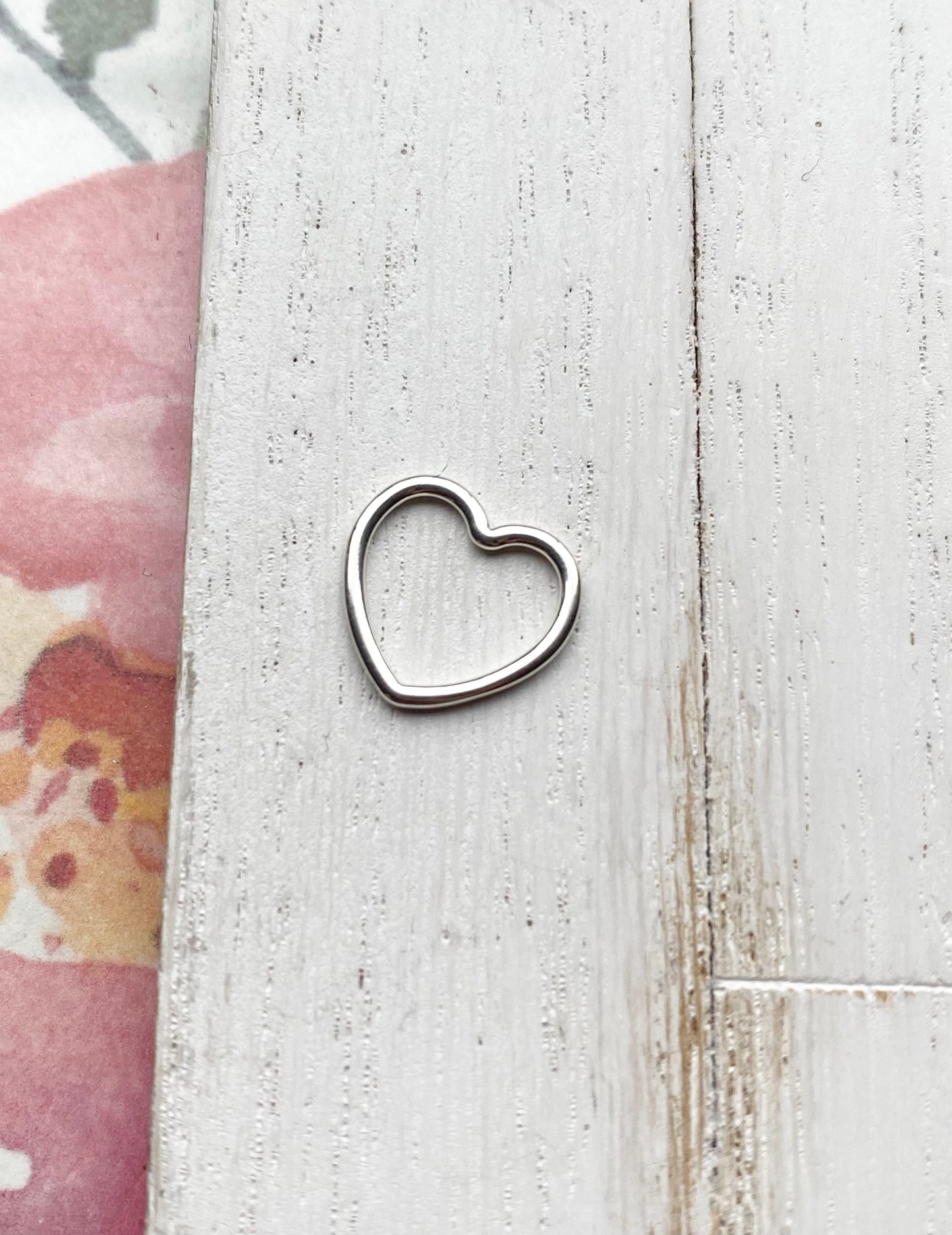 Open Heart Charm Link Small Gold Filled or Sterling Silver