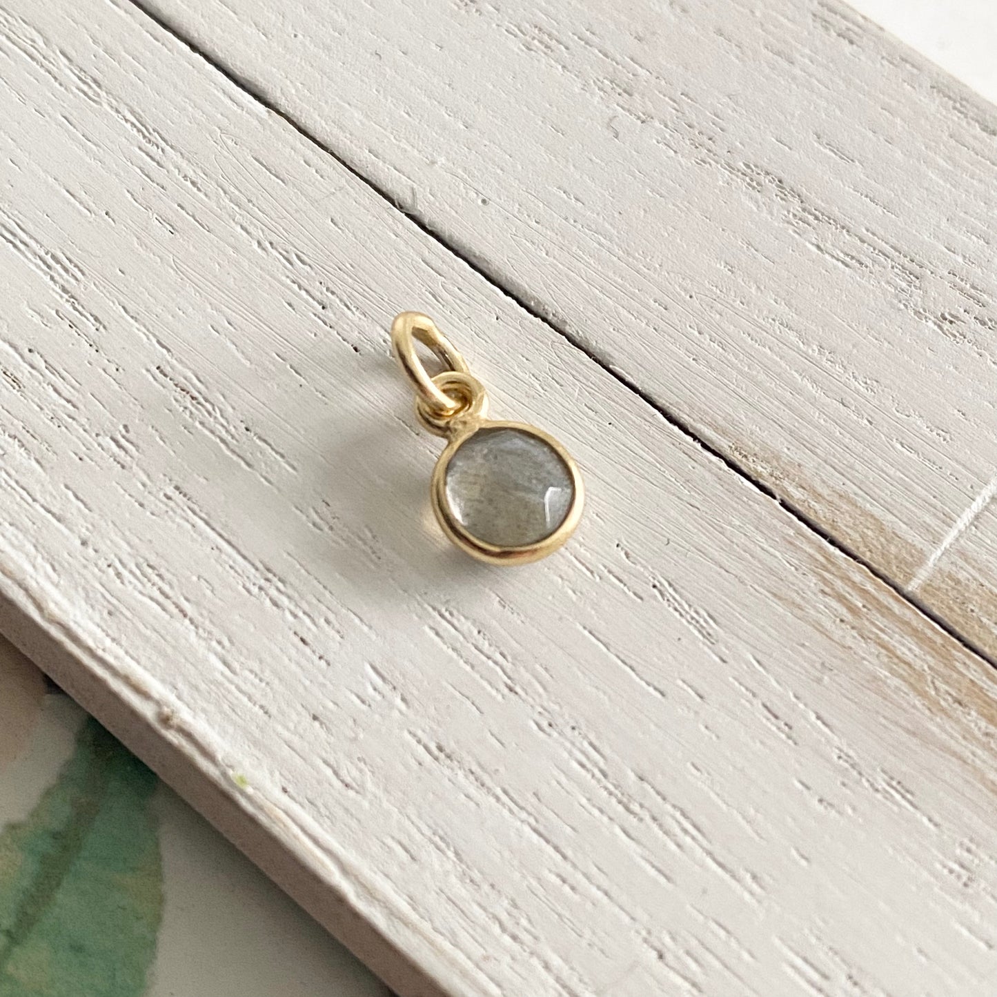 Labradorite Charm Sterling Silver or Gold Vermeil Bezel