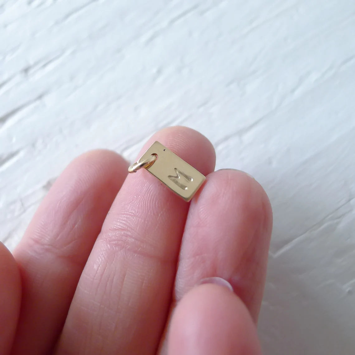 Rectangle Letter Charm Initial Tiny Sterling Silver or Gold Filled