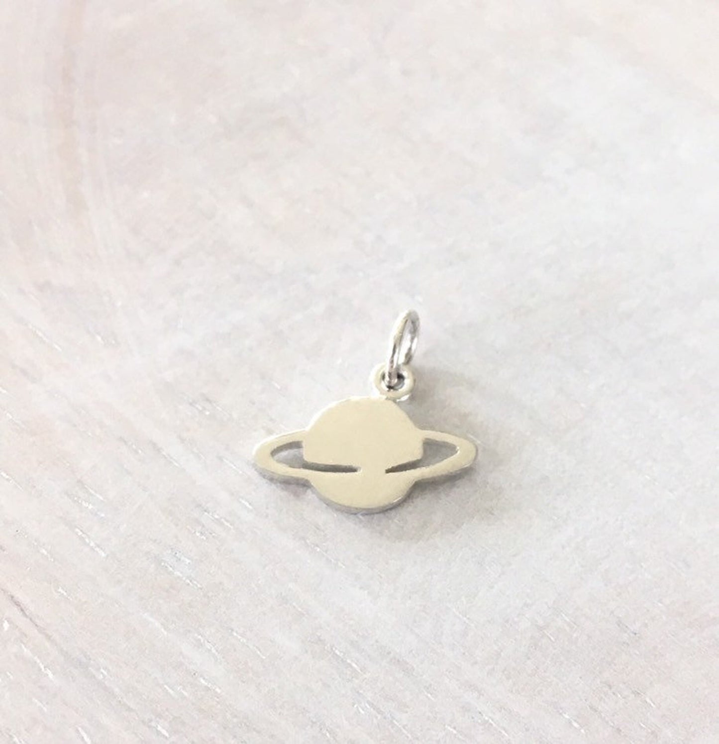 Saturn Charm Sterling Silver Planet Pendant