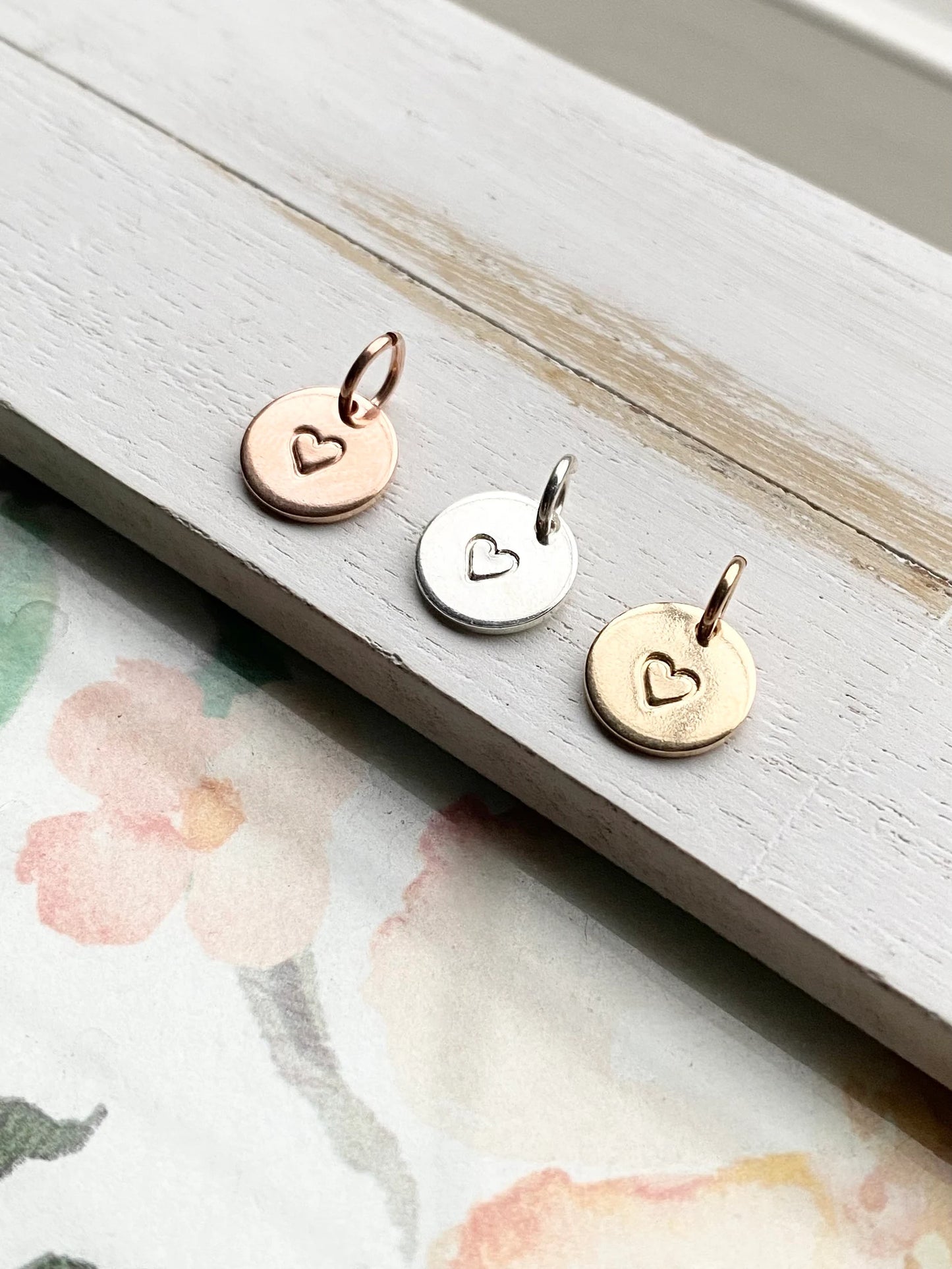 Heart Outline Charms Medallion Pendants Sterling Rose Gold Filled Valentines Day Love Charm