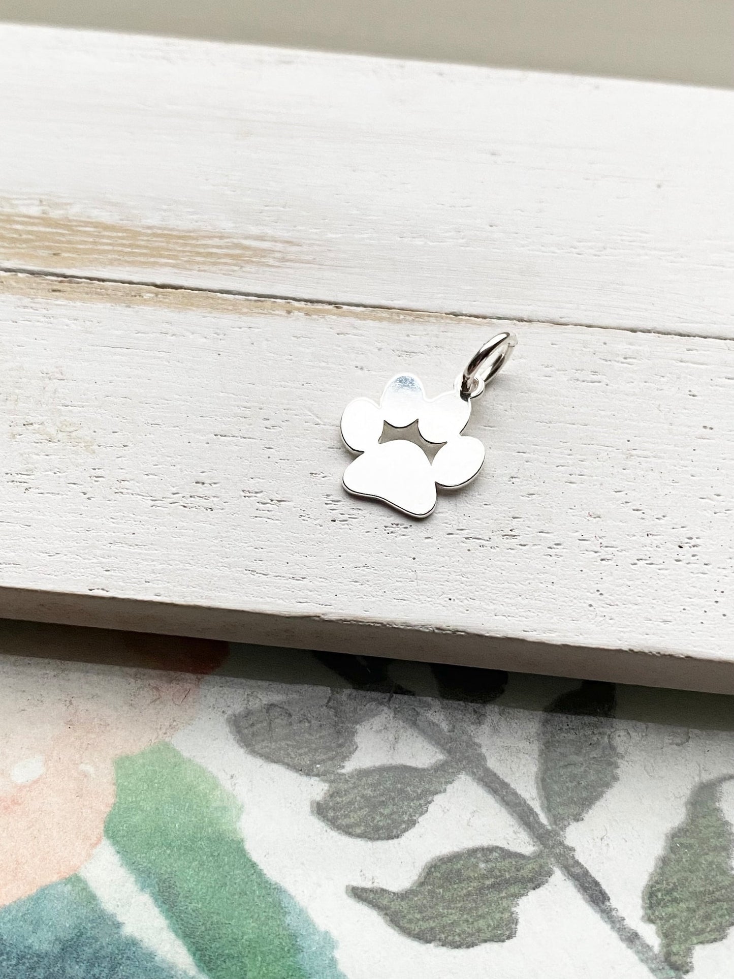 Tiny Paw Cham Cat Dog Print Sterling Silver