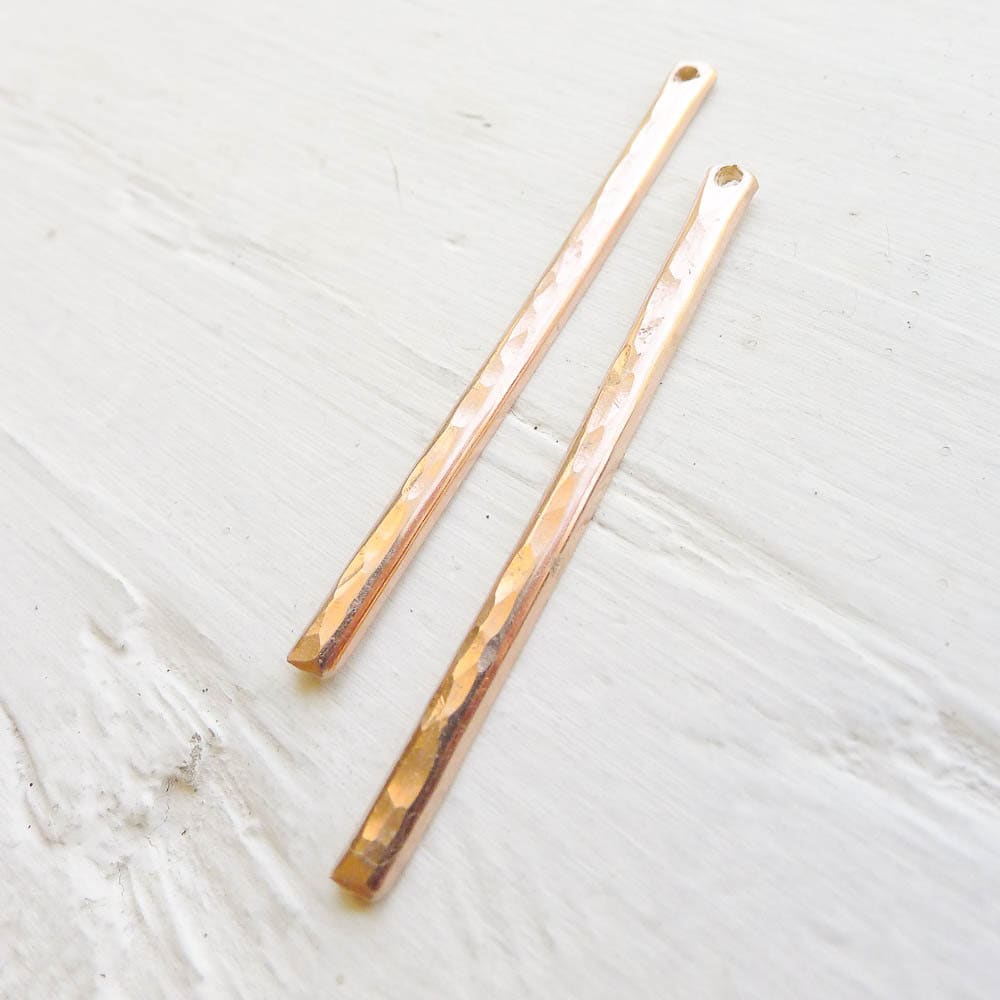 Rose Gold Filled Hammered Pink Bar Charm