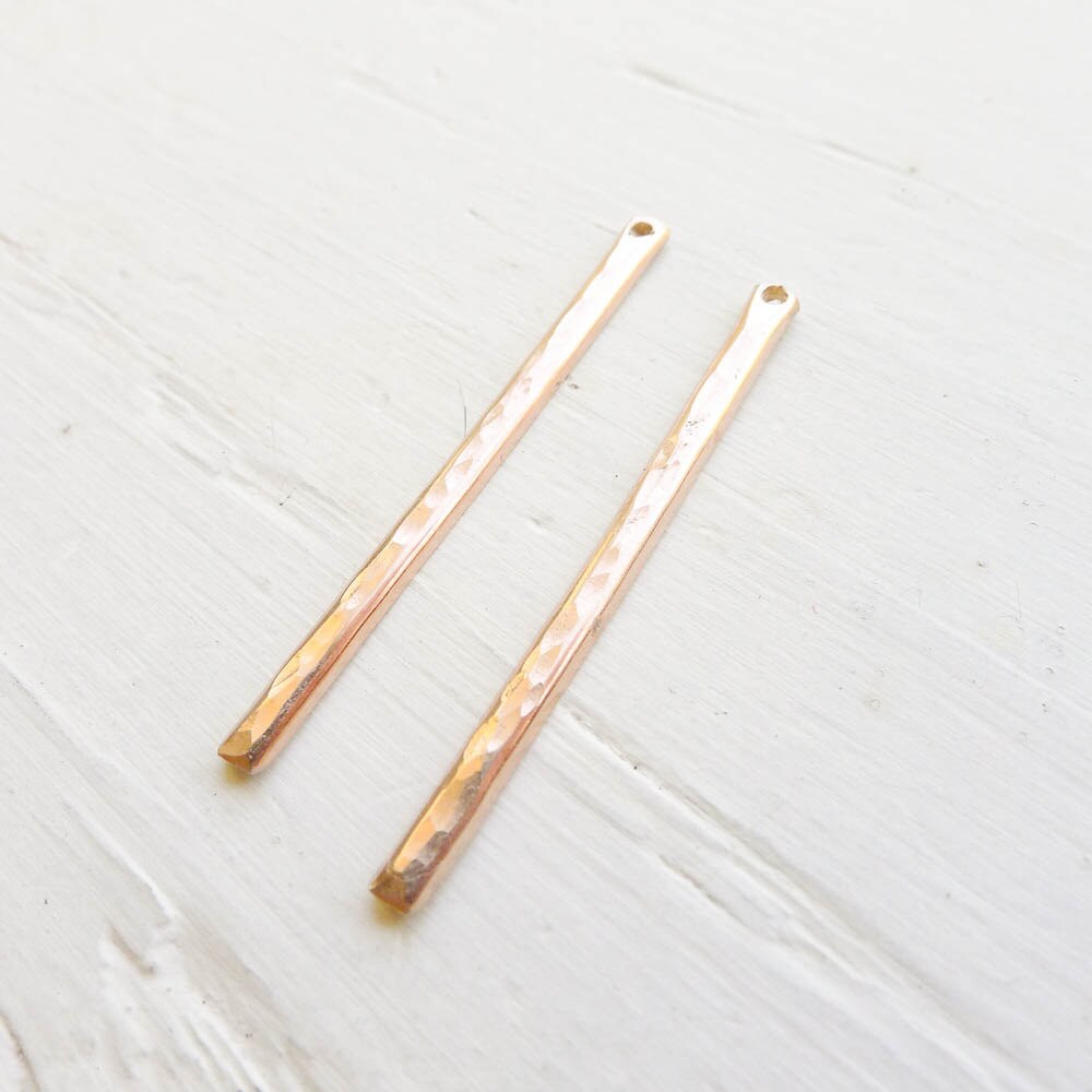Rose Gold Filled Hammered Pink Bar Charm