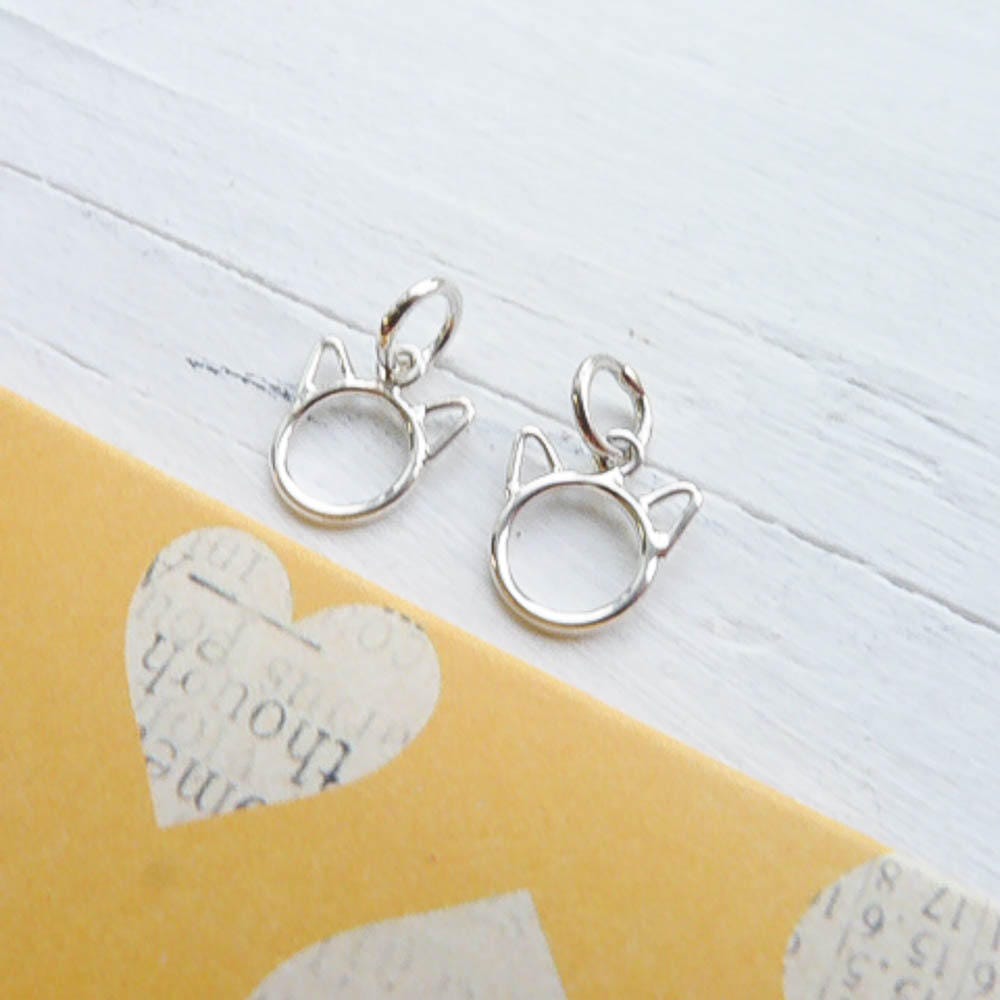 Cat Outline Charm Sterling Silver Kitty Pendant