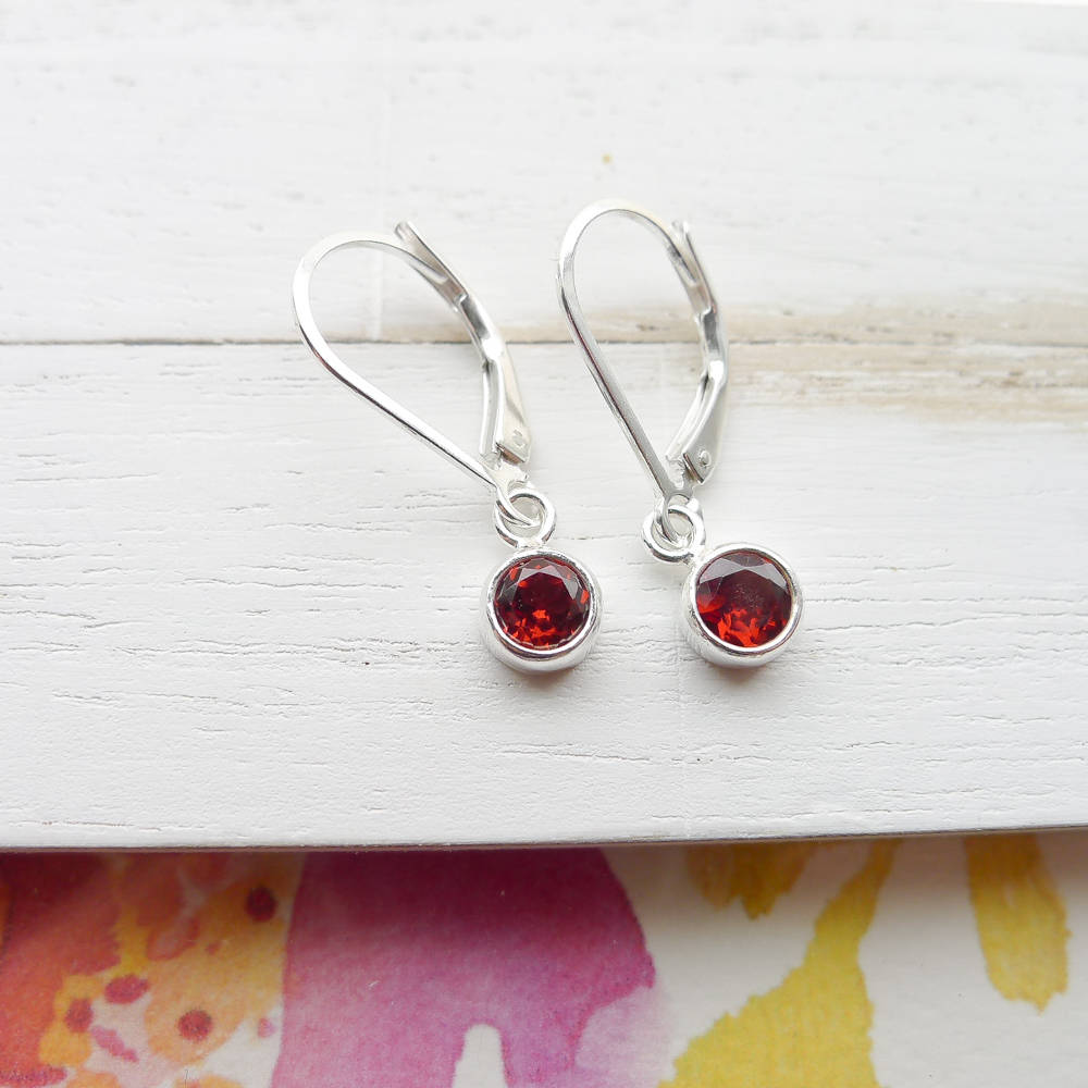 Garnet Drop Earrings in Sterling Silver