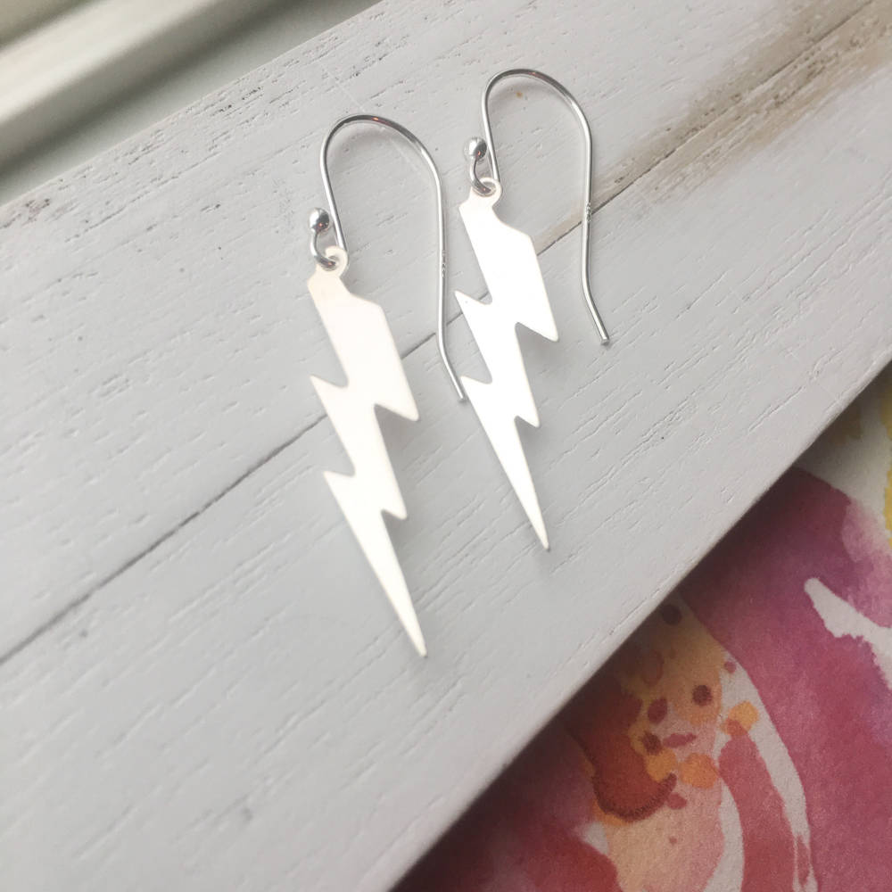 Lightning Dangle Earrings Sterling Silver or Gold Filled