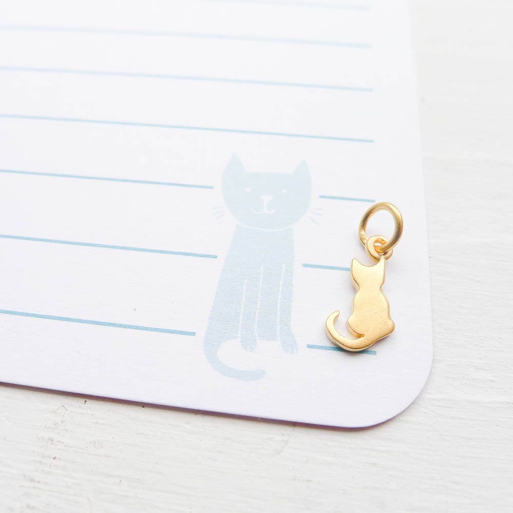 Gold Cat Charm Vermeil Kitty Pendant