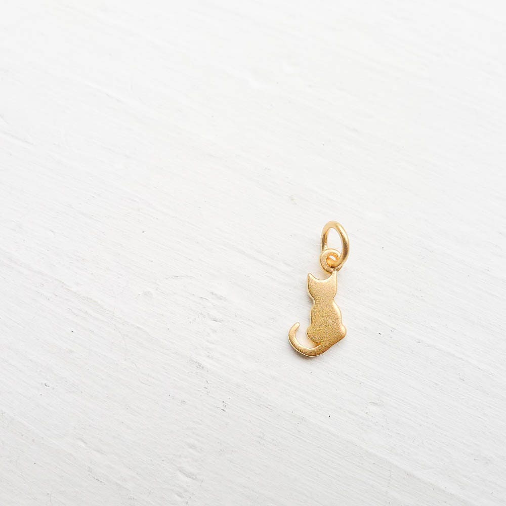 Gold Cat Charm Vermeil Kitty Pendant
