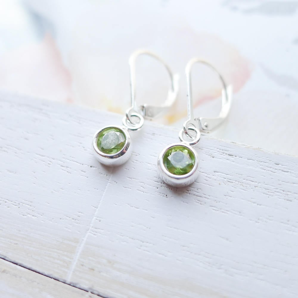 Peridot Earrings Leverback August Birthstone