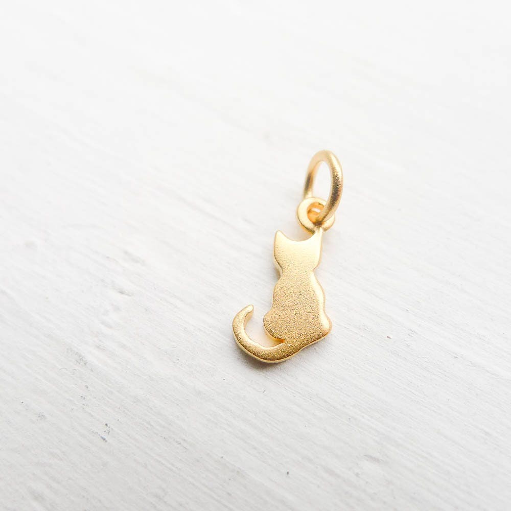 Gold Cat Charm Vermeil Kitty Pendant