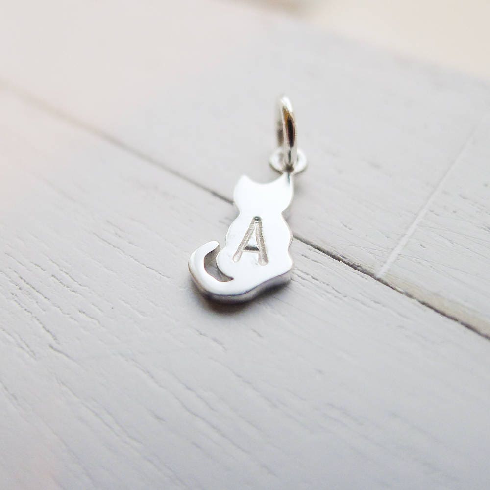 Cat Charm Personalized Sterling Silver