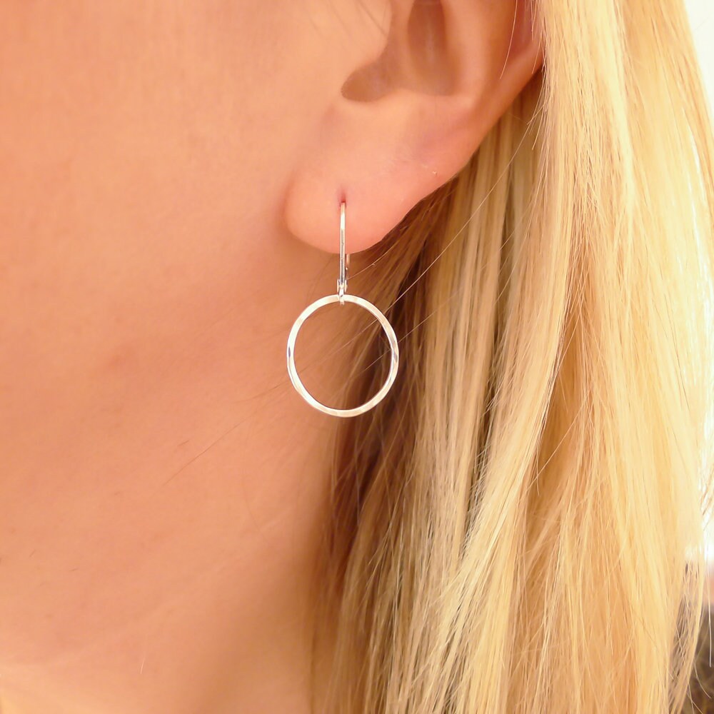 Hammered Circle Earrings in Sterling Silver