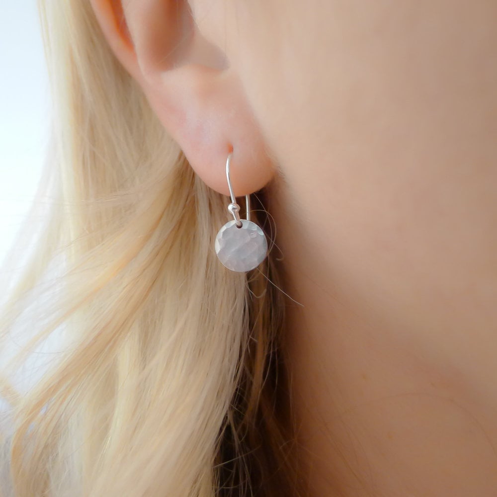 Hammered Silver Disc Earing
