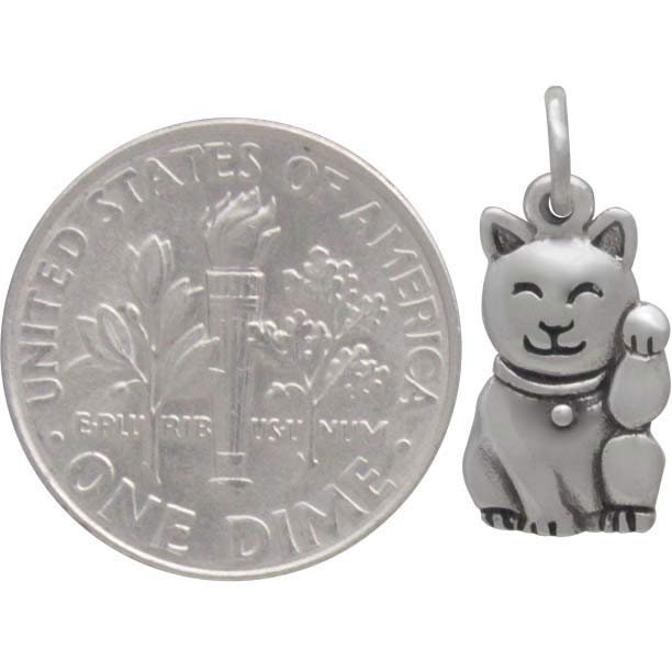 Good Luck Cat Charm Sterling Silver