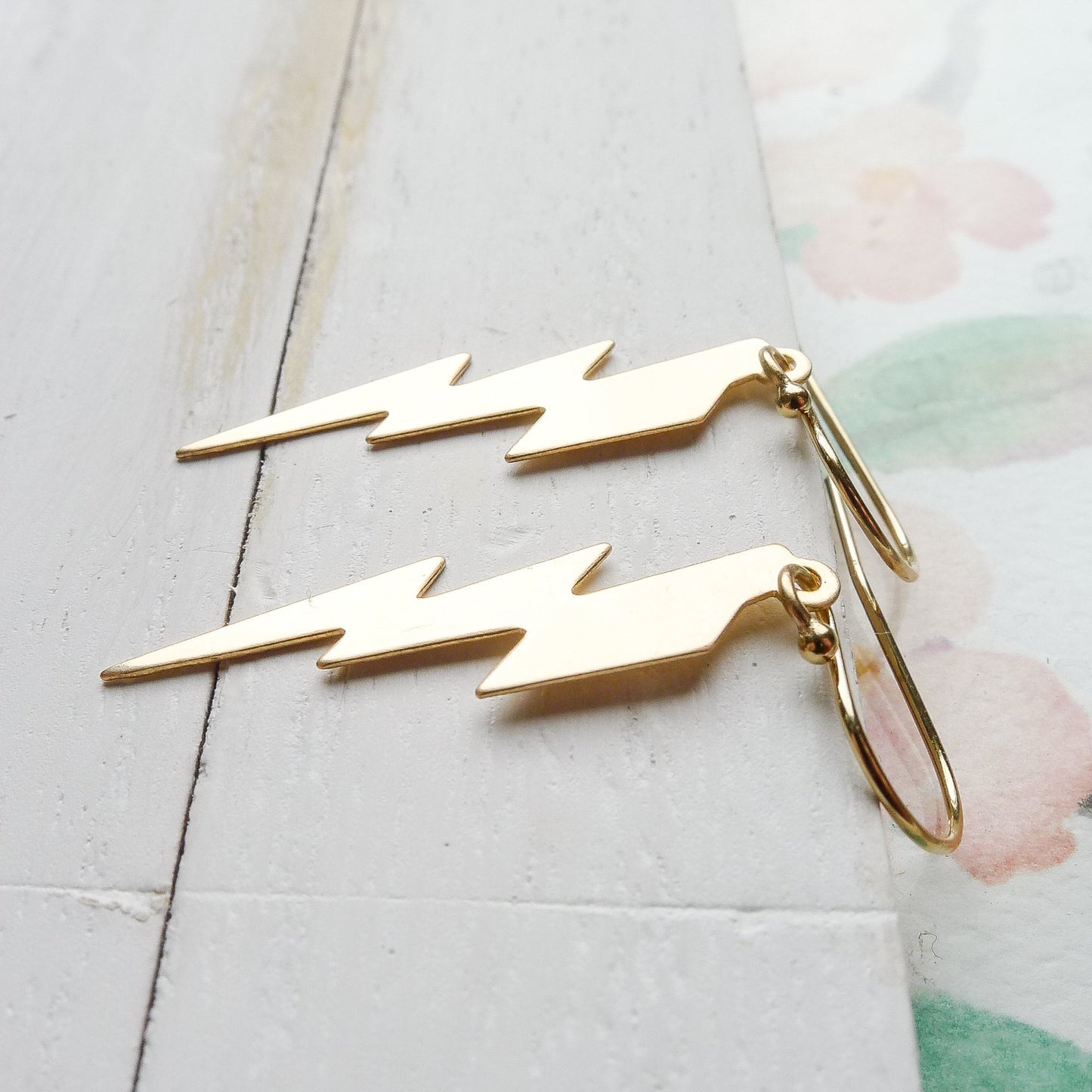 Lightning Dangle Earrings Sterling or Gold