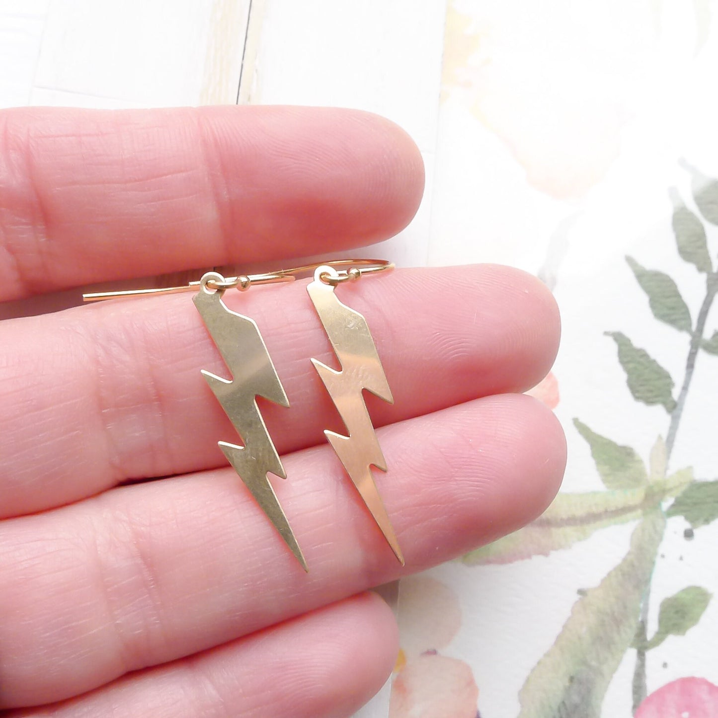 Lightning Dangle Earrings Sterling Silver or Gold Filled