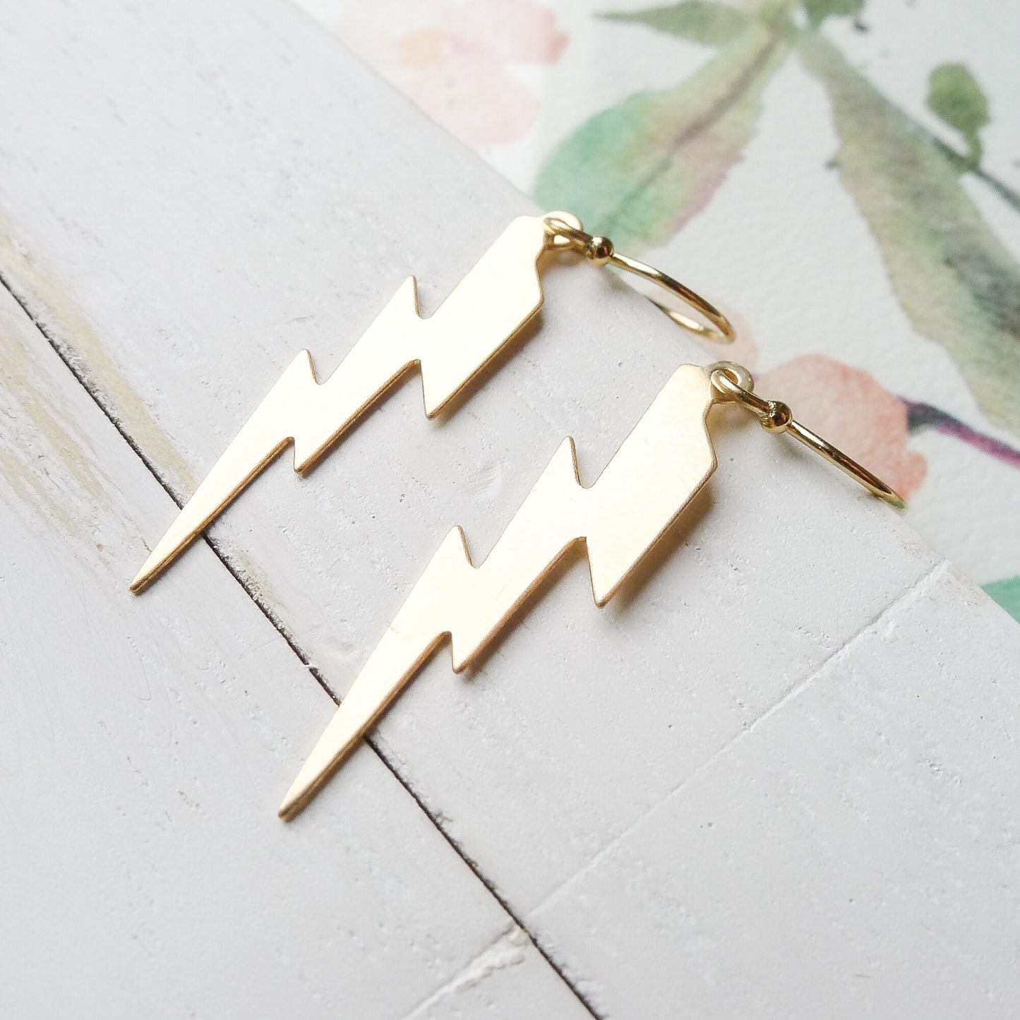 Lightning Dangle Earrings Sterling Silver or Gold Filled