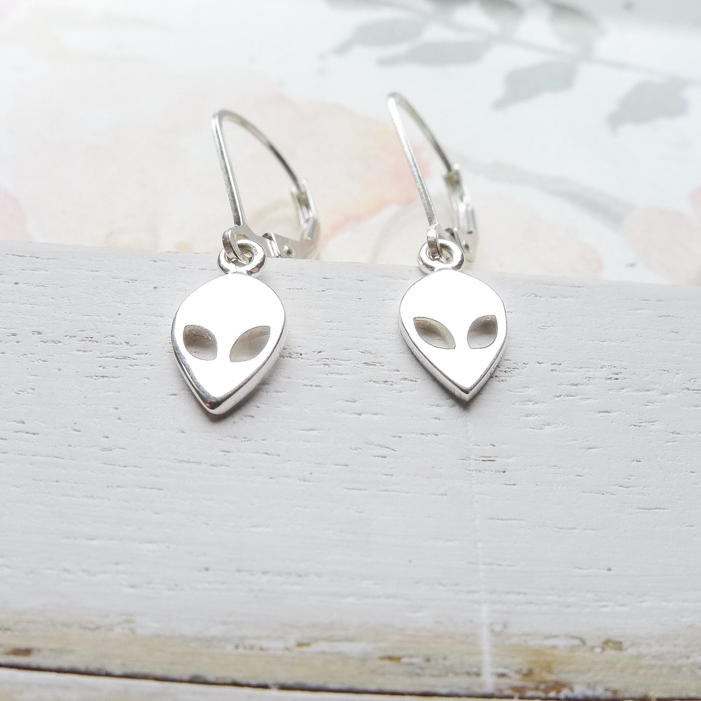 Alien Earrings Sterling Silver Lever back