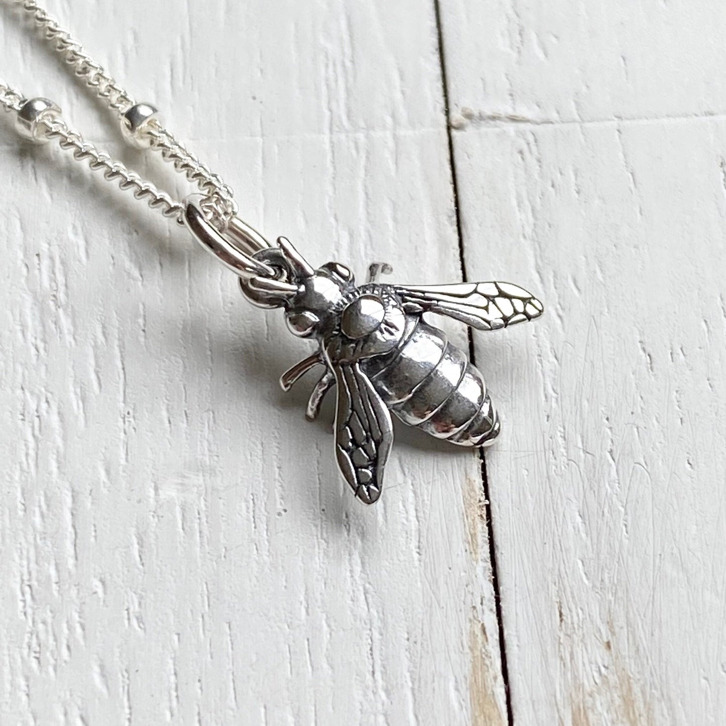 Dainty Bee Necklace Sterling Silver