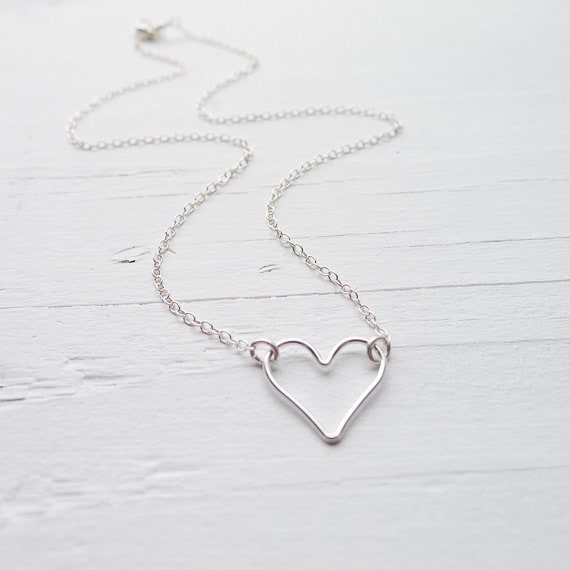 Open Heart Necklace - Floating Wire Heart Necklace