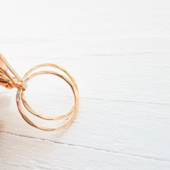 Hammered Gold Hoop Leverback Earrings