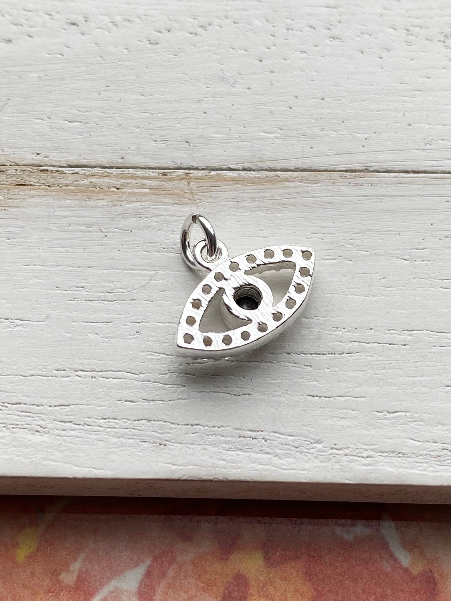 Evil Eye Charm CZ Sterling Silver