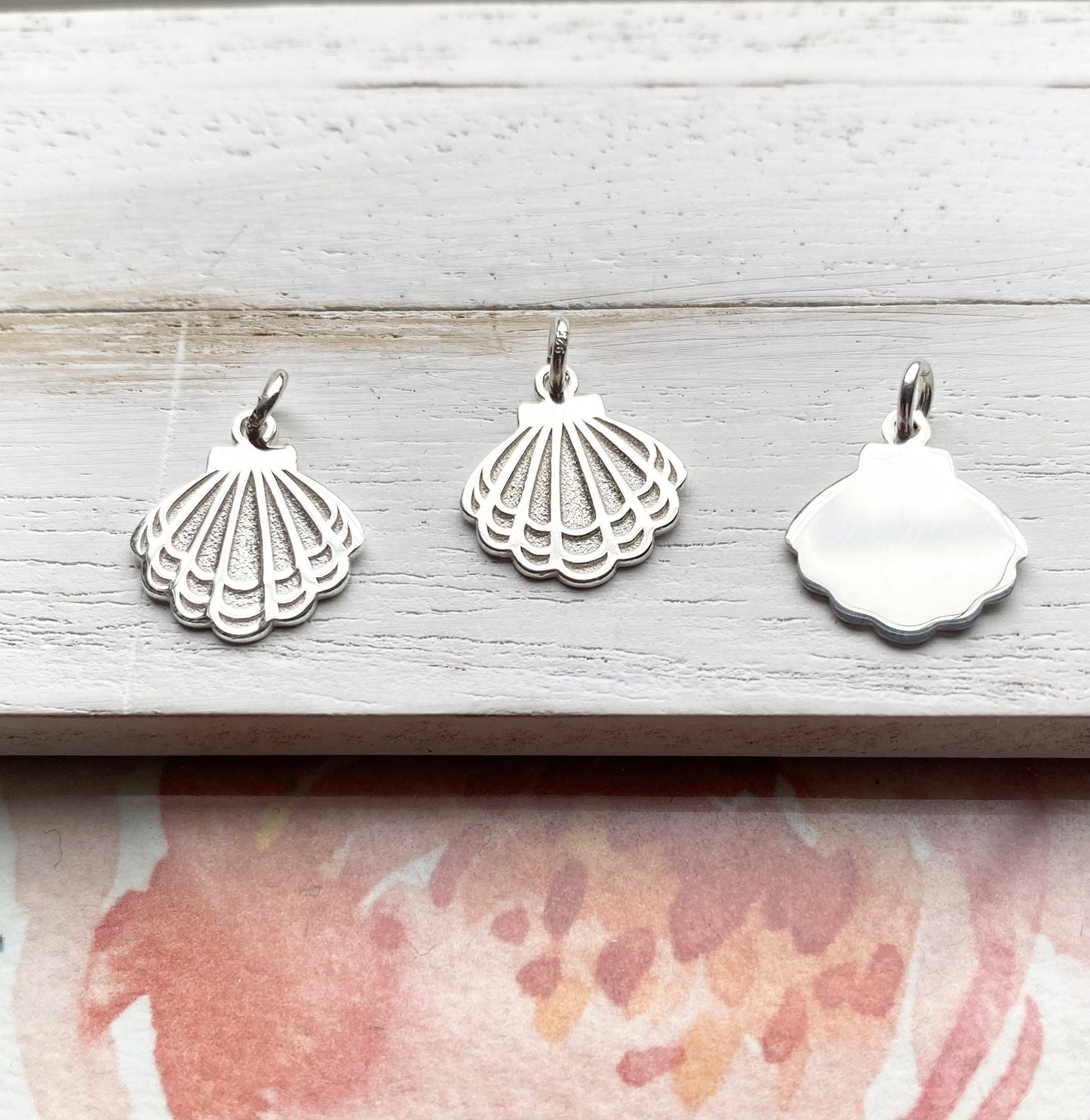 Scallop Shell Charm Sterling Silver