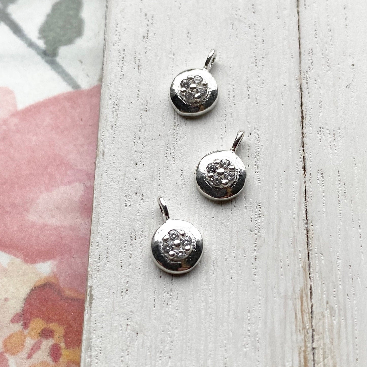 CZ Charm Encrusted Circle Sterling Silver