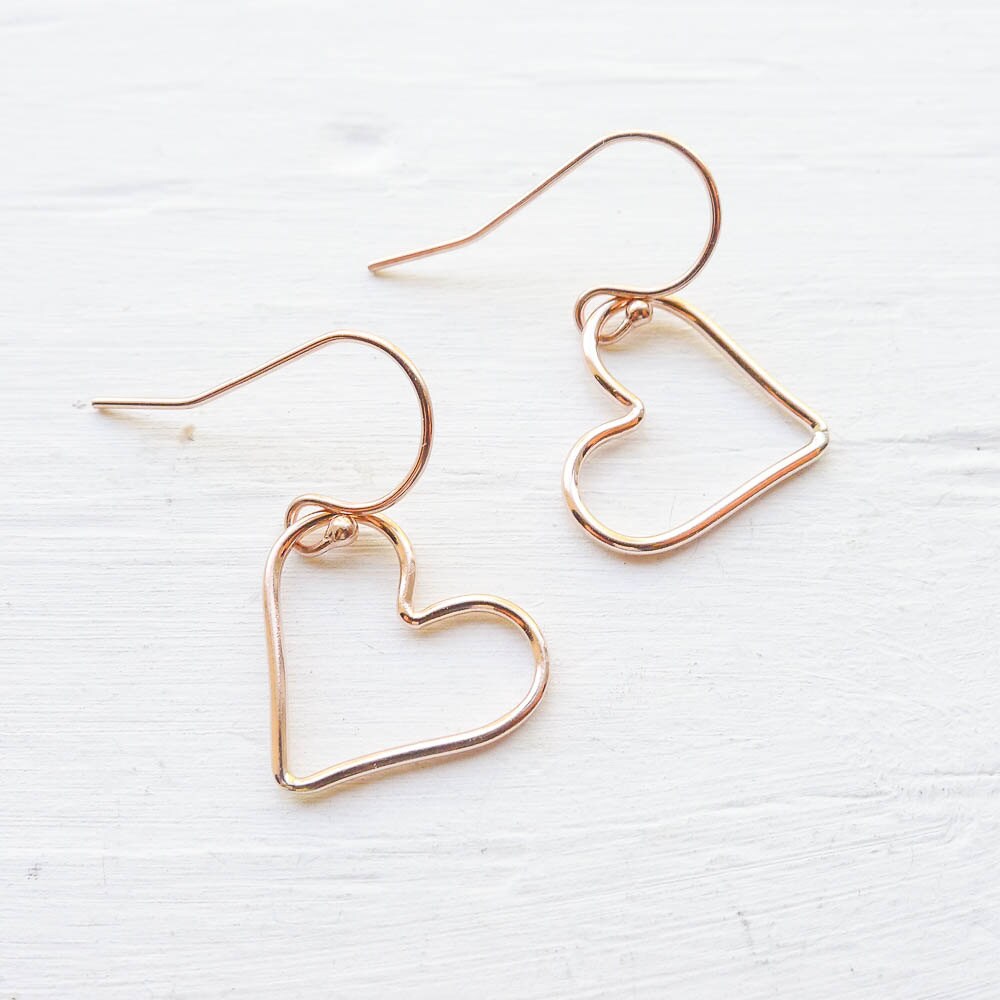 Open Heart Earrings in Rose Gold