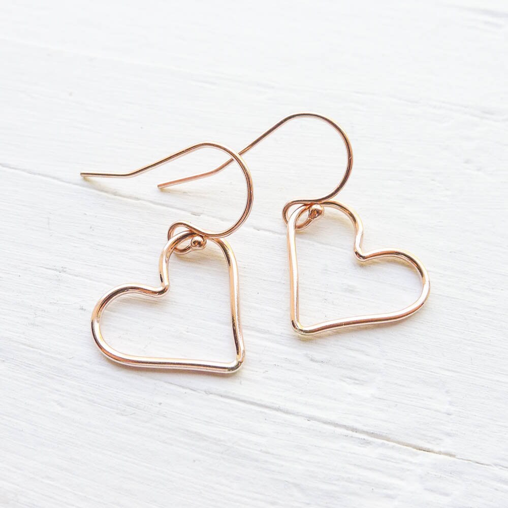 Open Heart Earrings in Rose Gold