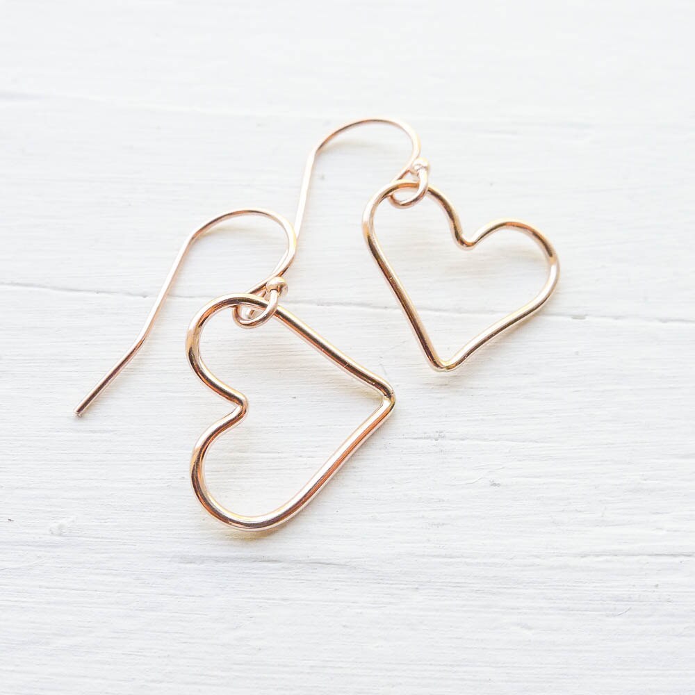 Open Heart Earrings in Rose Gold