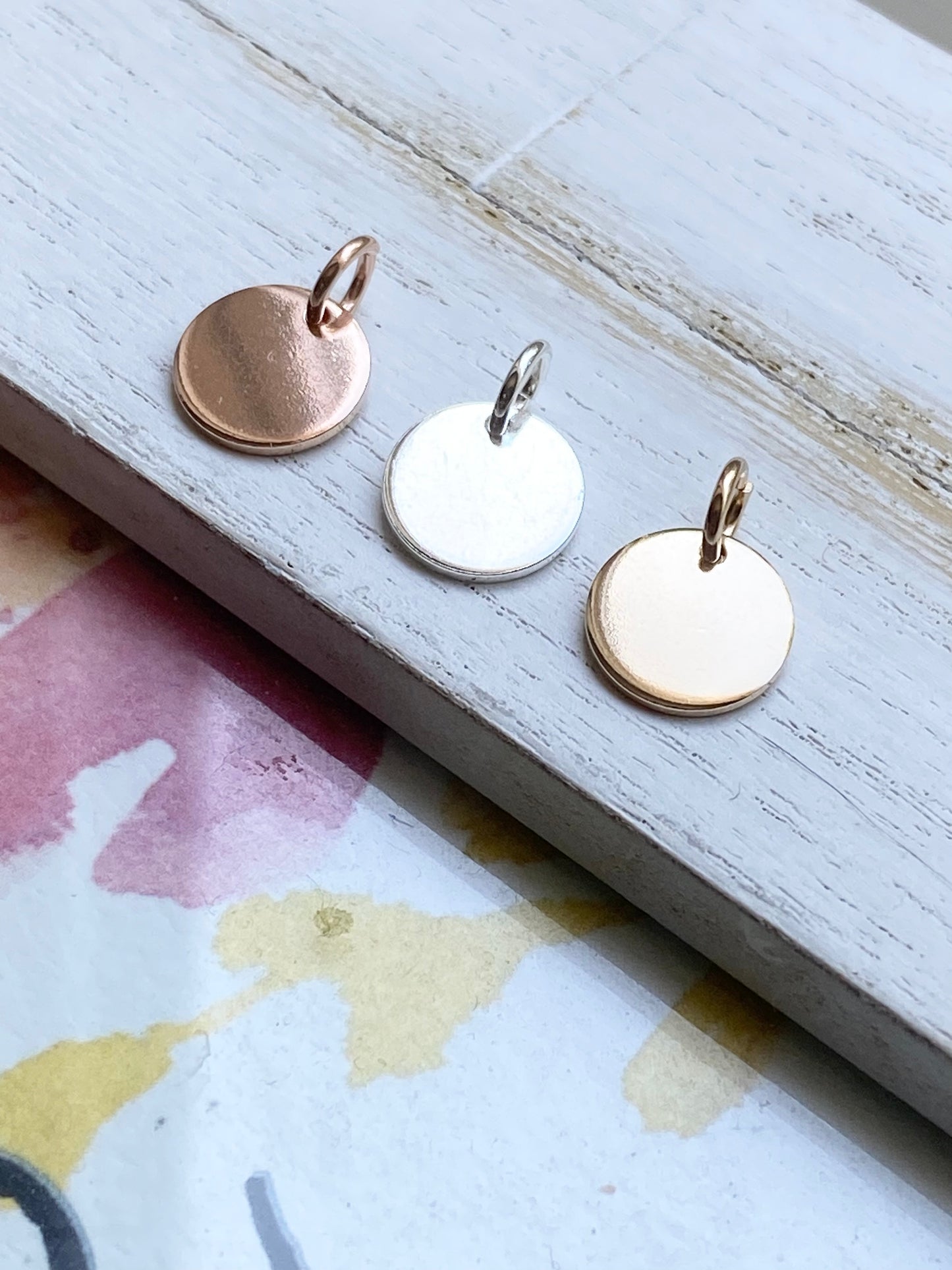 Circle Charms Sterling Silver Rose Gold Filled