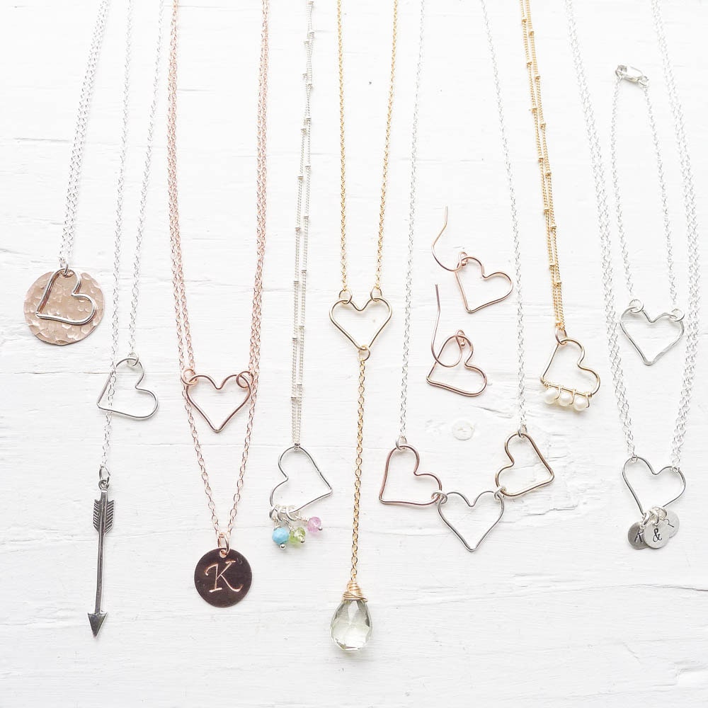 Gold Wire Heart Charm Link Gold Filled Open Heart Pendant