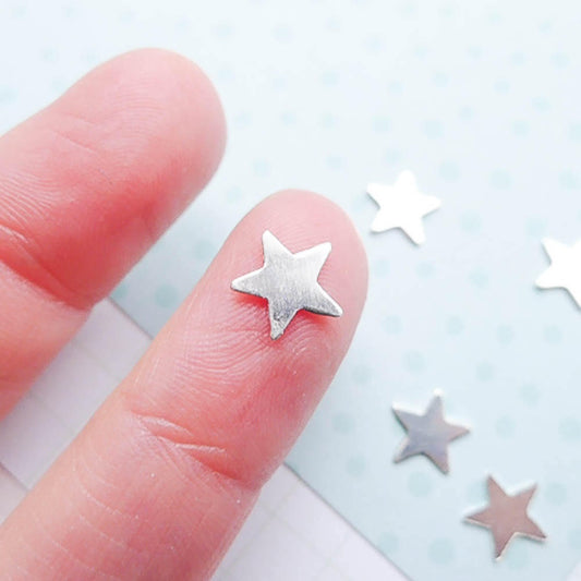 Tiny Silver Star Blanks Really Small Sterling Rivet Accents for Soldering Locket Charms