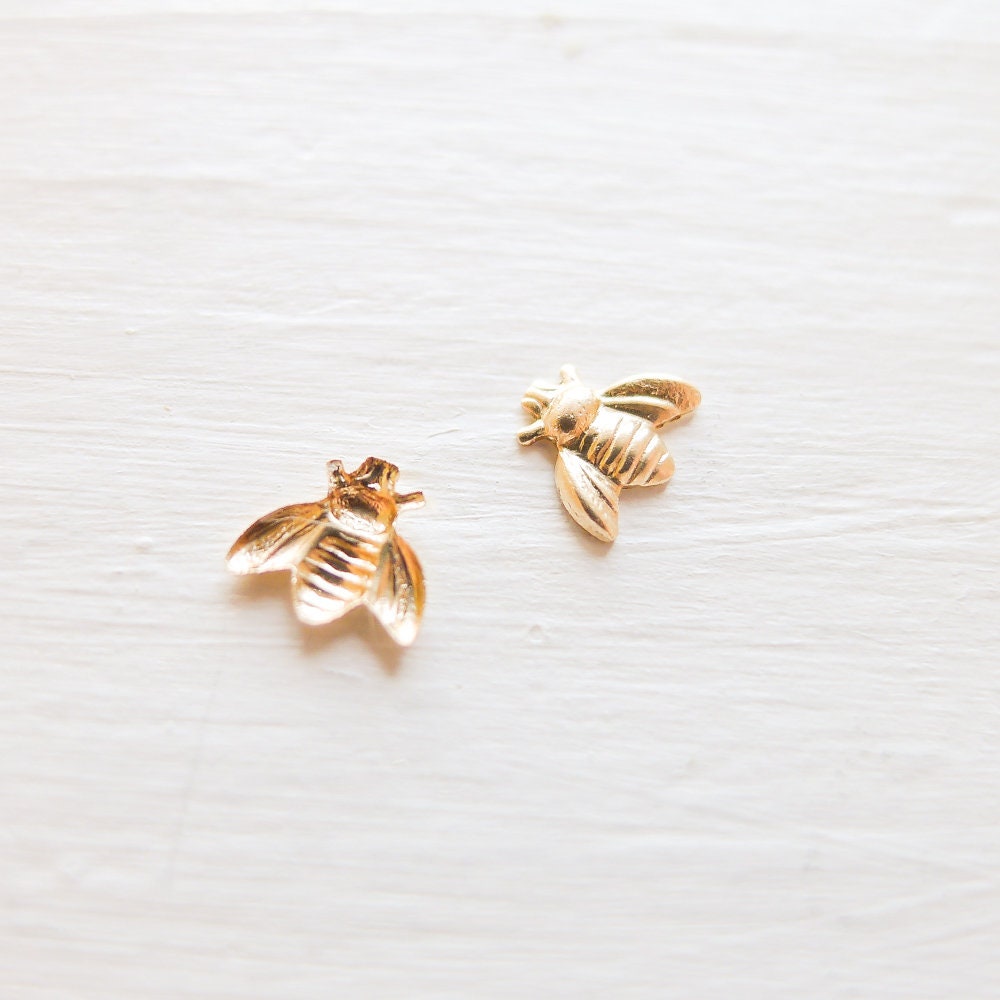 Tiny Gold Bees Soldering Accents in Gold Filled for Jewelry Making Solderable Bumble Bee