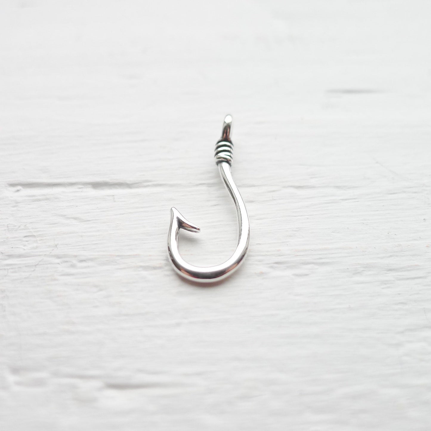 Fish Hook Charm Sterling Silver