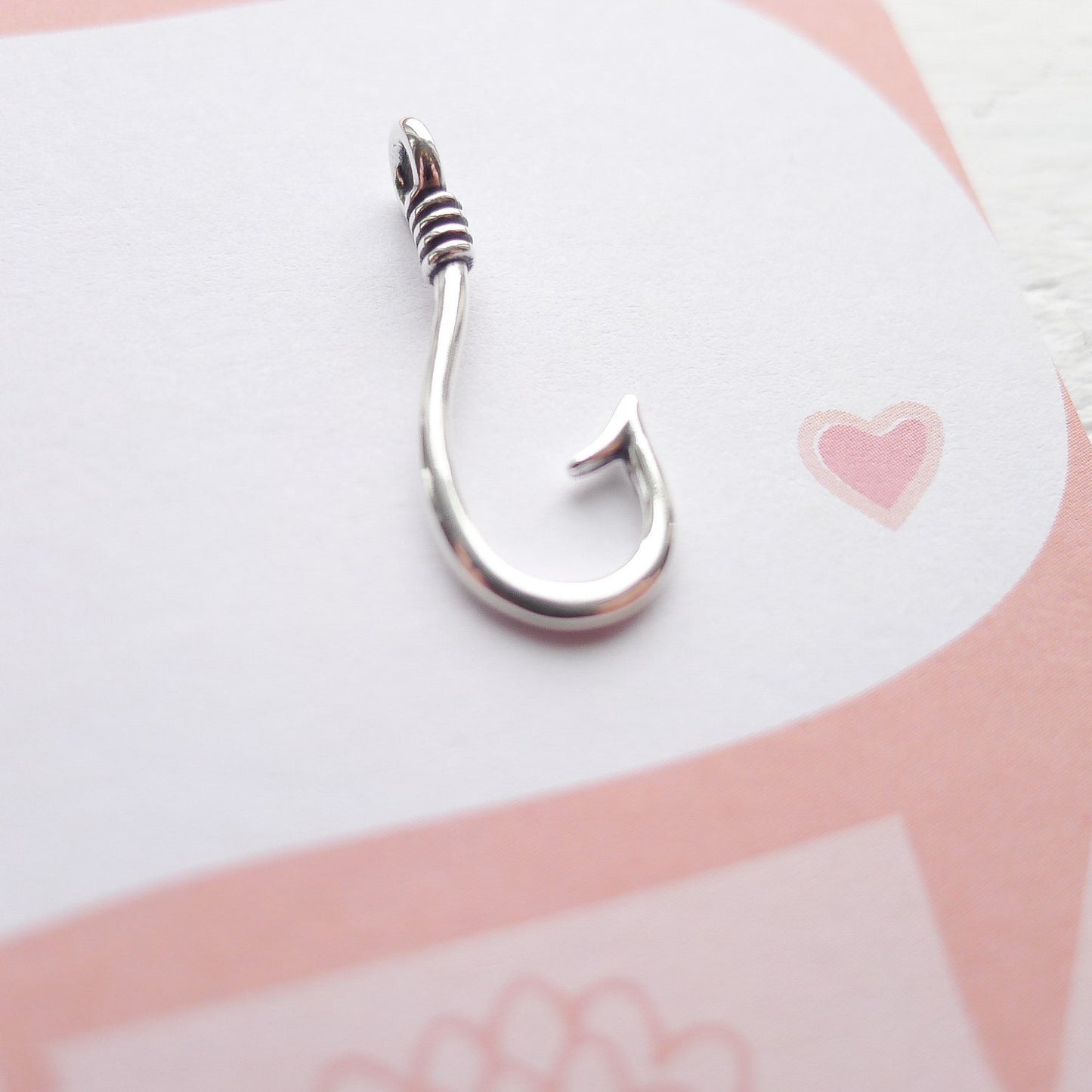 Fish Hook Charm Sterling Silver