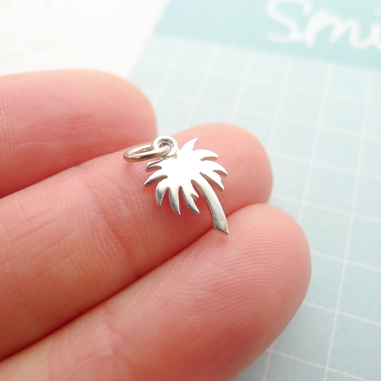 Palm Tree Charm Tropical Vacation Sterling Silver Pendant