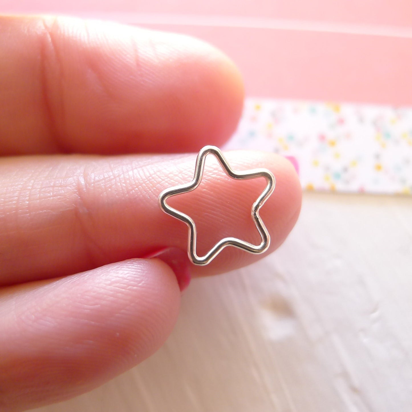 Small Star Wire Link Silver Festoon Sterling Charm Twinkle Celestial for Earrings or Necklace