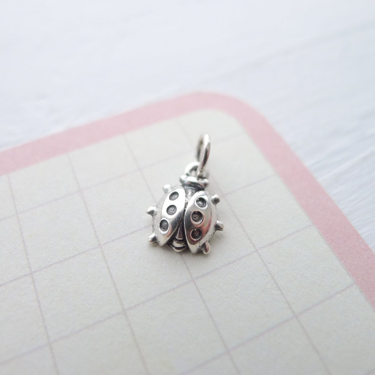 Ladybug Charm Lady Bug Pendant Sterling Silver Cute Jewelry Making Supplies