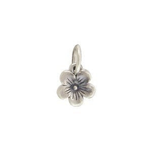 Cherry Blossom Charm Sterling Silver Small Flower Dangle Pendant Petite Tiny Sakura