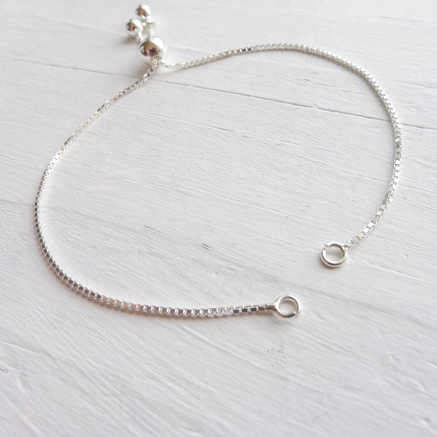 Adjustable Bracelet Sterling Silver Box Chain Unfinished